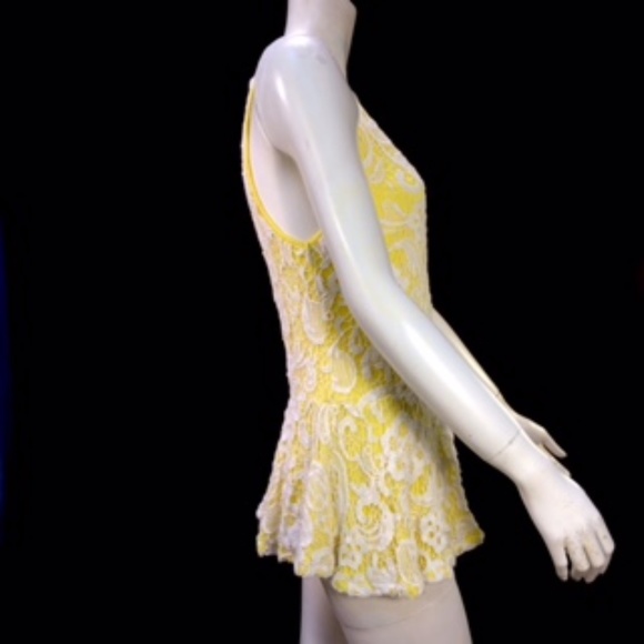 Anthropologie Meadow Rue Yellow Lace Top - Picture 6 of 7